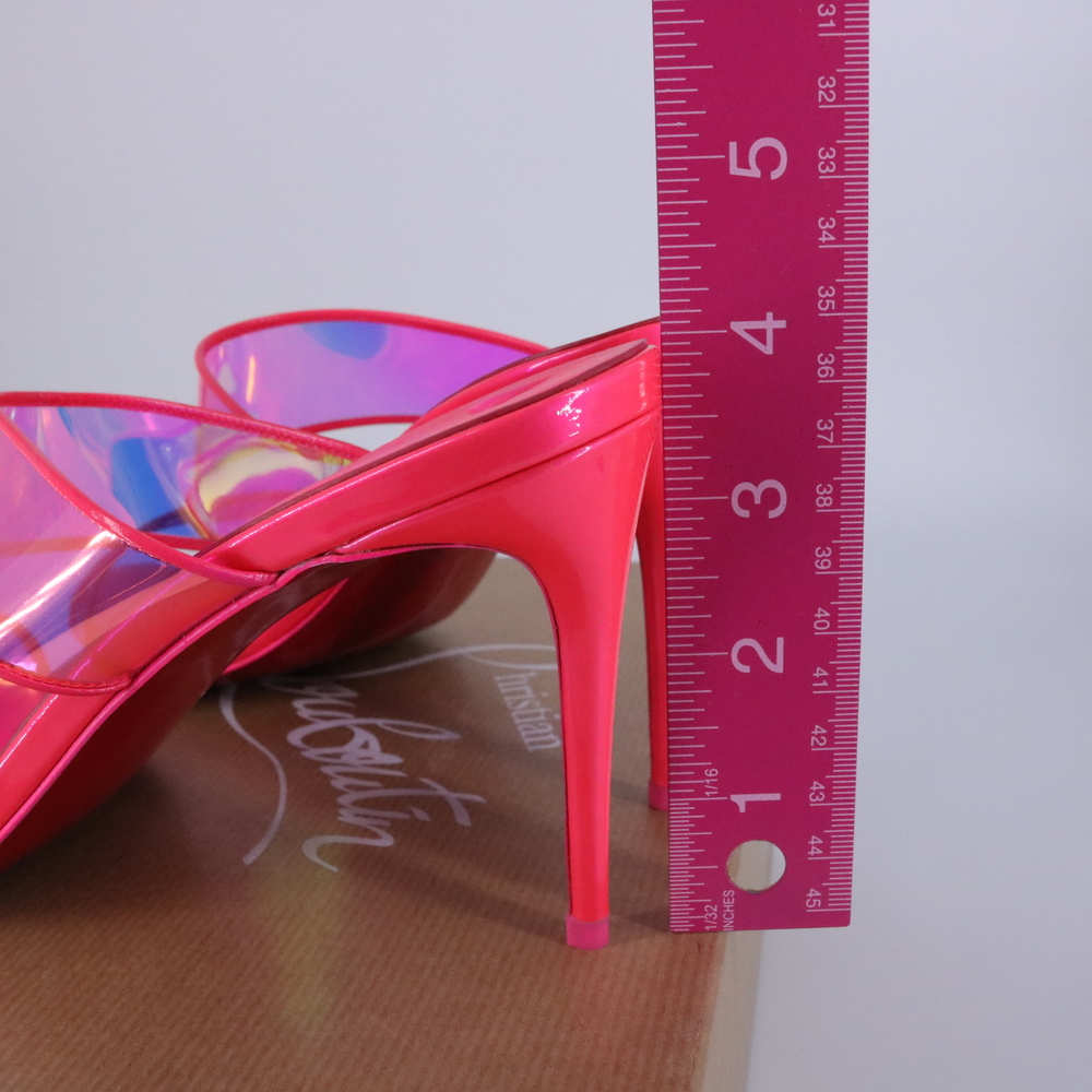 Christian Louboutin 40 Just Loubi 85mm Neon Pink Fluo Barbie PVC Sandals E751 - Picture 8 of 12